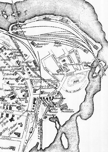 Part of Bellows Falls inset, McClellans's Map of Windham County, Vermont 1856