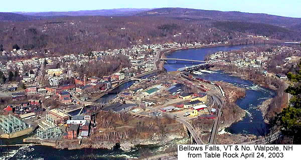 Bellows Falls, VT from Table Rock April 14, 2003 by Dan Axtell